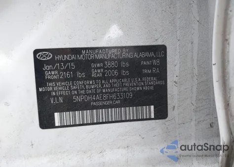 2015 Hyundai Elantra Se из США, поврежденный, VIN 5NPDH4AE8FH633109